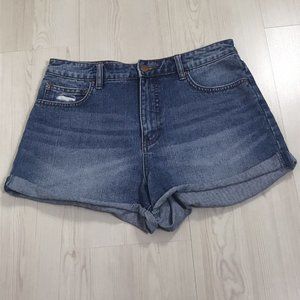 Billabong Womens Size 29 High Rise Denim Jeans Shorts Distressed Cuffed Festival